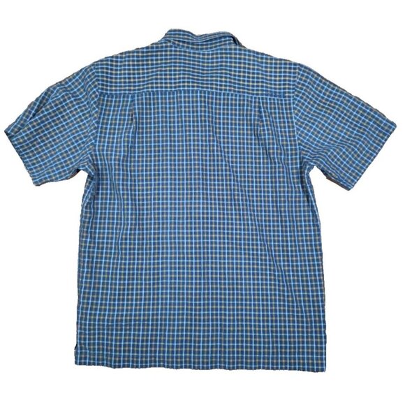 Quicksilver Waterman Size Large Blue Plaid Short Sleeve Button Front Shirt - Picture 4 of 6
